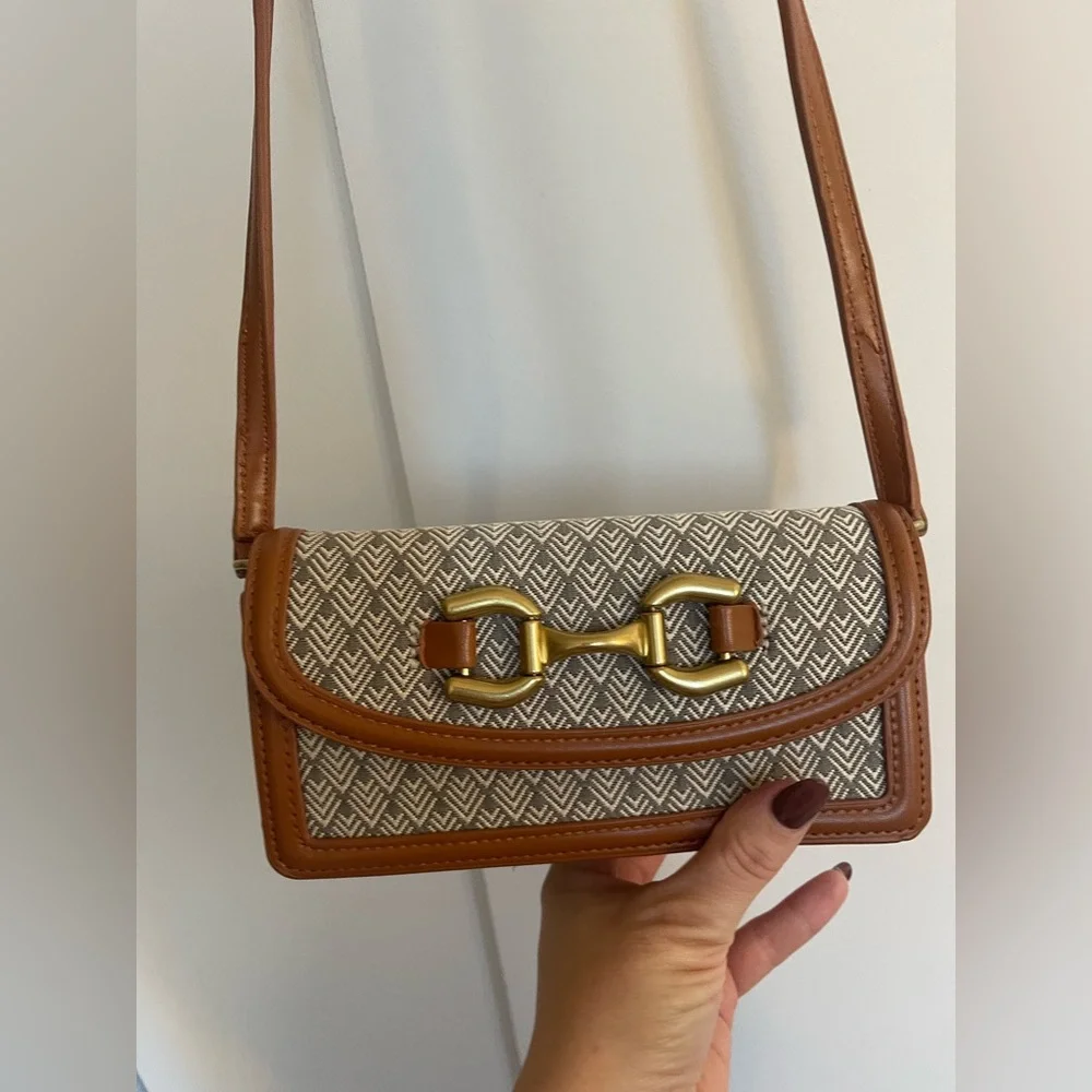 Zara Tweed Buckle mini crossbody Bag